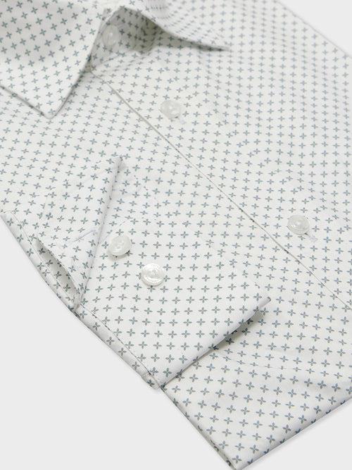 Chemise Regular en popeline de coton blanc à motif kaki - Father & Sons   - 3 