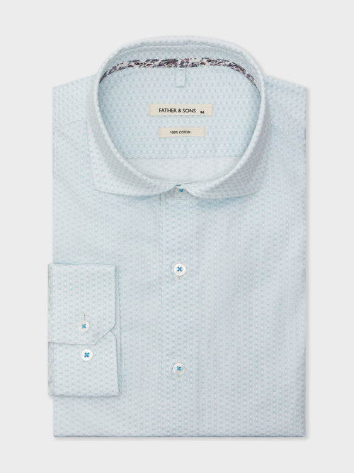 Chemise Regular en popeline de coton à motif bleu ciel - Father & Sons   - 1 