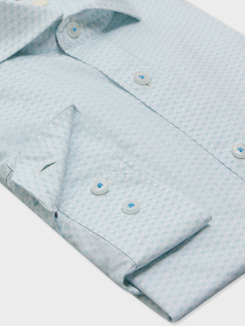 Chemise Regular en popeline de coton à motif bleu ciel - Father & Sons   - 3 