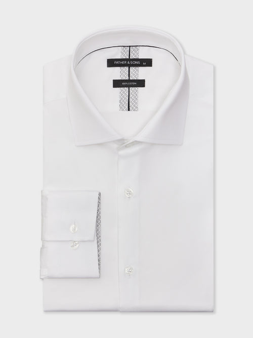 Chemise Slim en satin de coton blanc - 1 - Father & Sons   - 14 