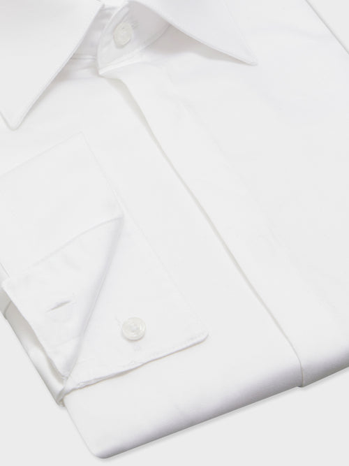 Chemise Slim en satin de coton blanc - Father & Sons   - 3 