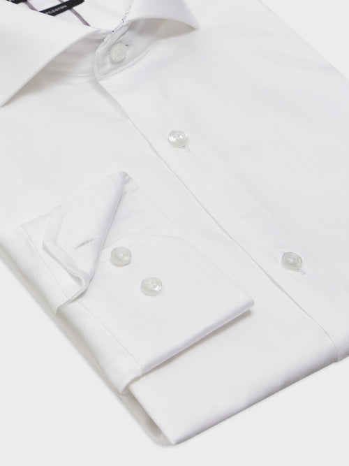 Chemise Slim en satin de coton blanc - Father & Sons   - 3 