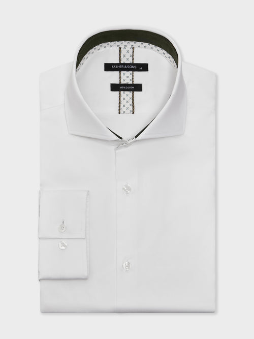 Chemise Slim en satin de coton blanc - Father & Sons   - 1 