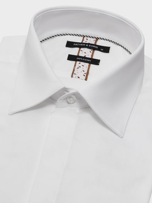 Chemise Slim en satin de coton blanc - Father & Sons   - 2 