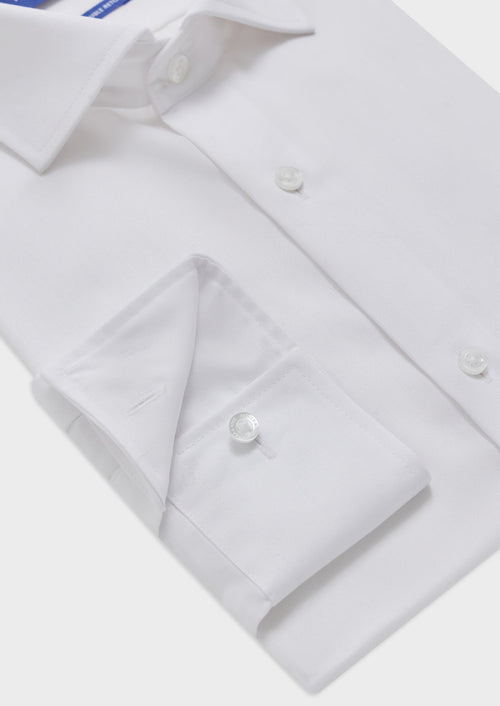 Chemise habillée non-iron Regular en popeline de coton uni blanc - Father & Sons   - 3 