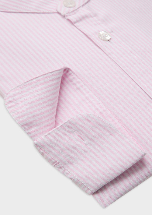 Chemise sport Slim en pinpoint de coton blanc à rayures roses à col officier - Father & Sons   - 3 