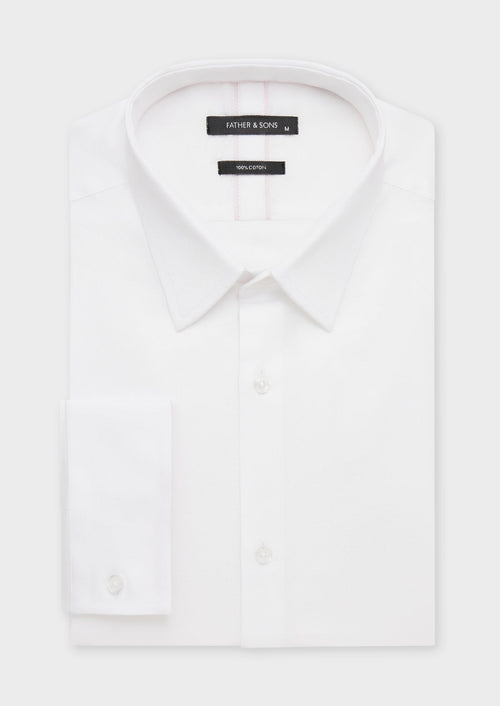 Chemise habillée Slim en coton façonné uni blanc - 1 - Father & Sons   - 17 