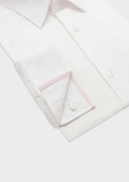 Chemise habillée Slim en coton façonné uni blanc - Father & Sons   - 3 