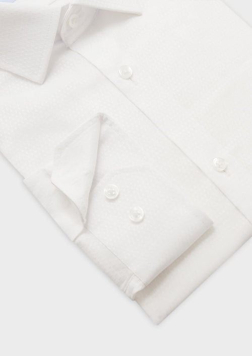 Chemise habillée Slim en coton façonné uni blanc - Father & Sons   - 3 