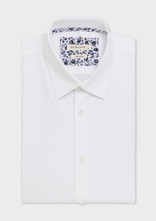 Chemise sport Slim en coton oxford uni blanc - 1 - Father & Sons   - 8 