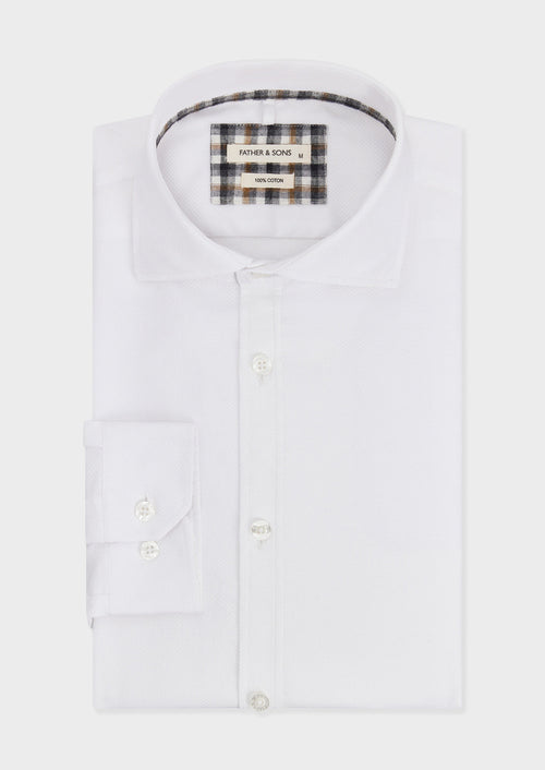 Chemise Slim en coton façonné blanc - 1 - Father & Sons   - 14 