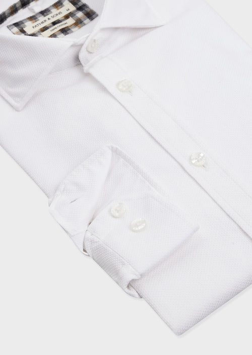 Chemise Slim en coton façonné blanc - Father & Sons   - 3 