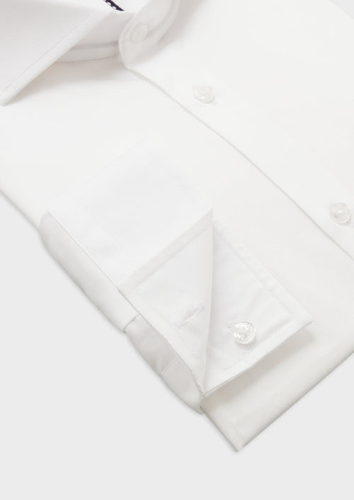 Chemise habillée Slim en satin de coton uni blanc - Father & Sons   - 3 