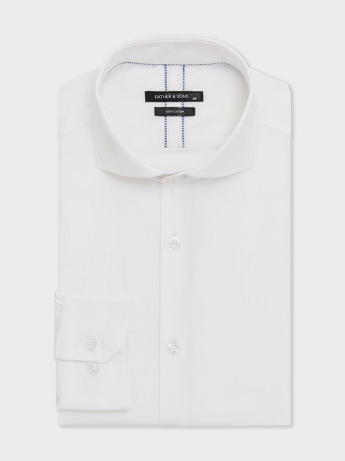 Chemise Slim en coton façonné blanc - 1 - Father & Sons   - 20 