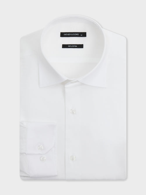 Chemise Slim en coton façonné blanc - 1 - Father & Sons   - 9 