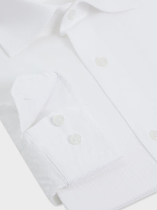 Chemise Slim en coton façonné blanc - Father & Sons   - 3 