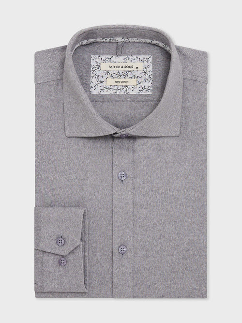 Chemise Slim en twill de coton gris - 1 - Father & Sons   - 2 