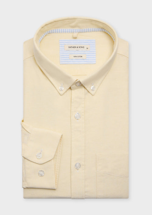 Chemise sport Slim en coton oxford uni jaune - 1 - Father & Sons   - 10 