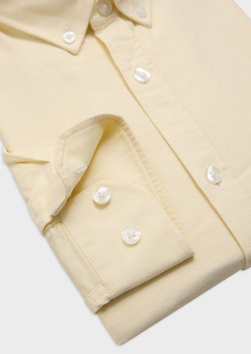 Chemise sport Slim en coton oxford uni jaune - Father & Sons   - 3 