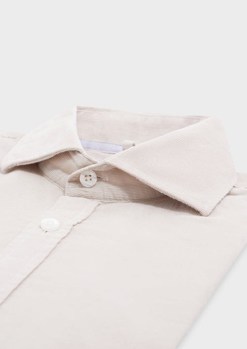 Chemise sport Slim en velours côtelé uni beige - Father & Sons   - 3 