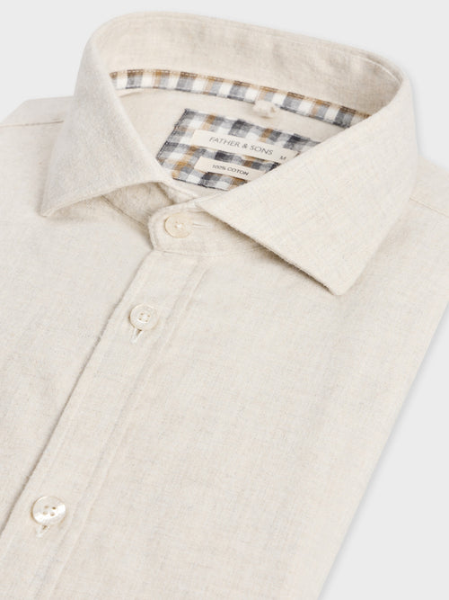 Chemise Slim en twill de coton beige - 2 - Father & Sons   - 16 