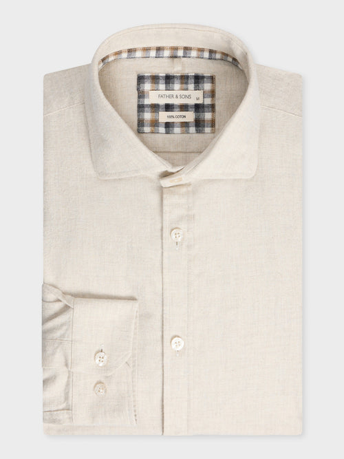 Chemise Slim en twill de coton beige - Father & Sons   -  