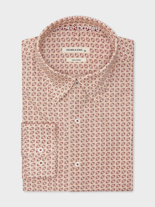 Chemise Slim en popeline de coton à motif terracotta - 1 - Father & Sons   - 2 