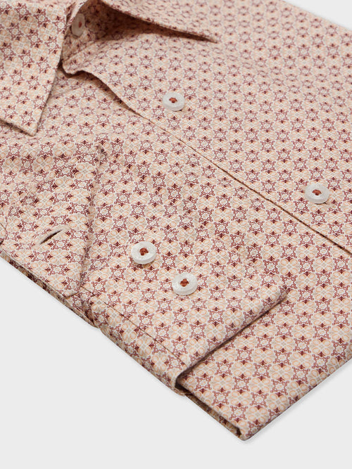 Chemise Slim en popeline de coton à motif terracotta - Father & Sons   - 3 