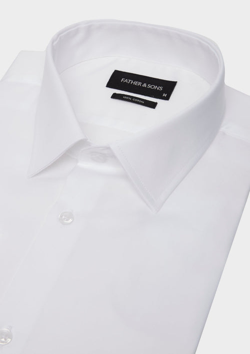 Chemise habillée Regular en satin de coton uni blanc - Father & Sons   - 3 