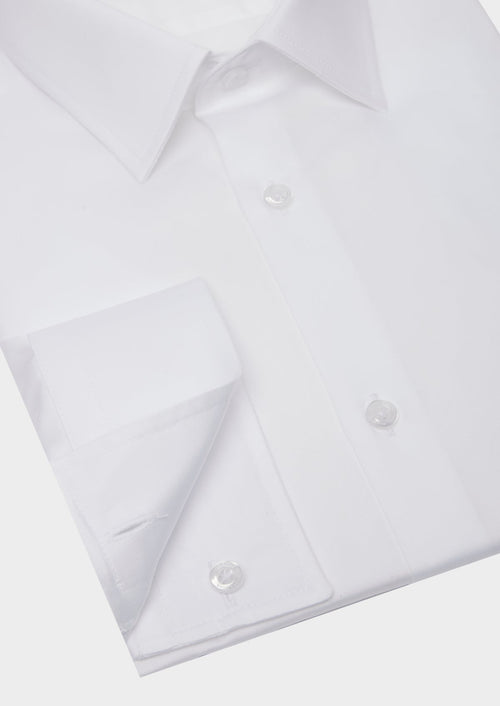 Chemise habillée Regular en satin de coton uni blanc - Father & Sons   - 4 