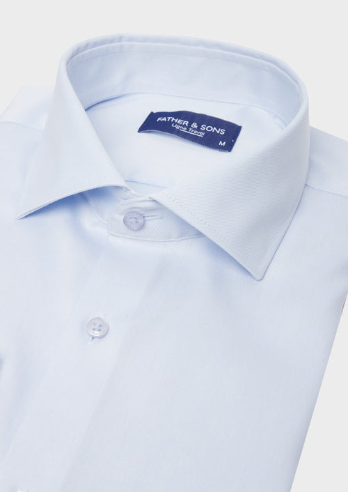 Chemise habillée non-iron Slim en popeline de coton uni bleu ciel - Father & Sons   - 2 