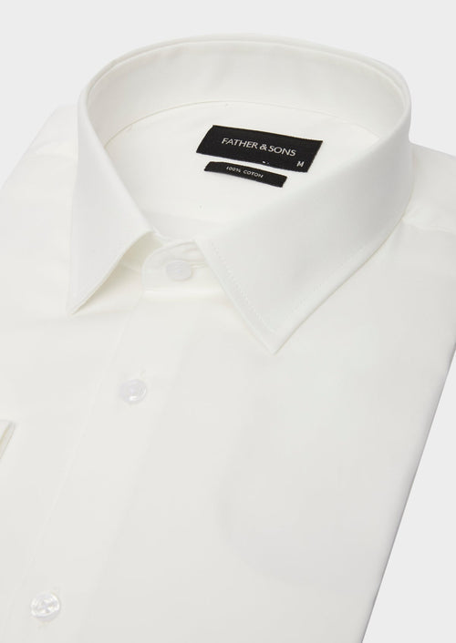 Chemise habillée Regular en twill de coton uni écru - Father & Sons   - 3 