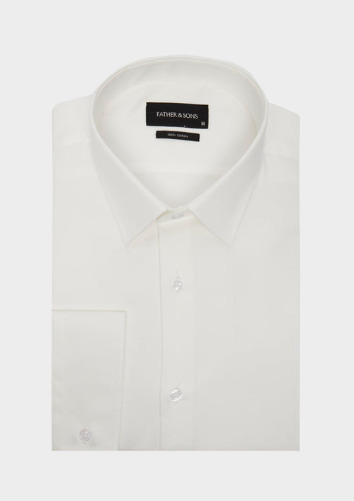 Chemise habillée Regular en twill de coton uni écru - 1 - Father & Sons   - 8 