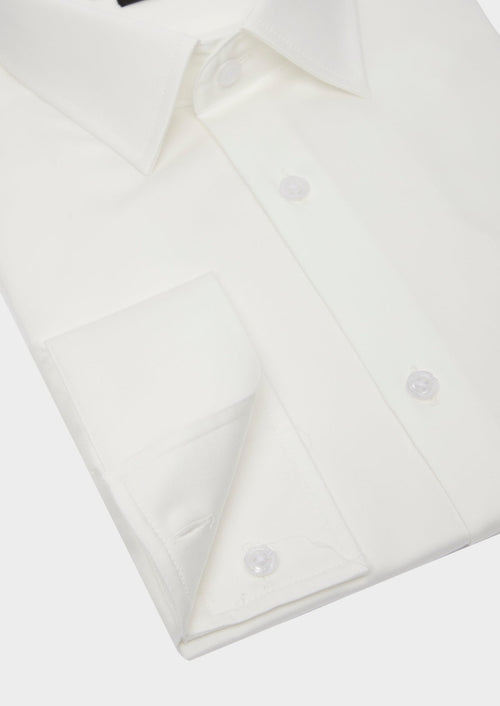 Chemise habillée Regular en twill de coton uni écru - Father & Sons   - 4 