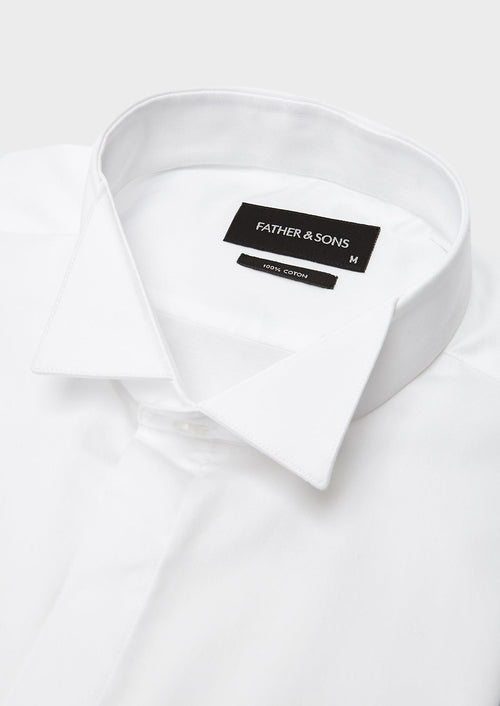 Chemise habillée Regular en satin uni blanc col cassé - Father & Sons   - 3 