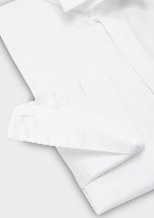 Chemise habillée Regular en satin uni blanc col cassé - Father & Sons   - 4 