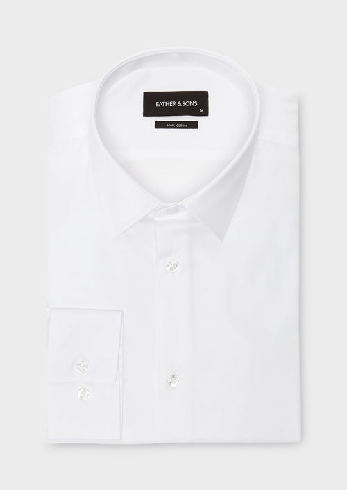 Chemise habillée Slim en satin uni blanc - 1 - Father & Sons   - 7 