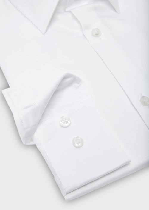 Chemise habillée Slim en satin uni blanc - Father & Sons   - 4 