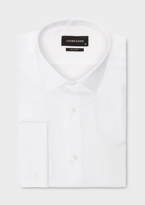 Chemise habillée Slim en satin blanc à poignets mousquetaires - 1 - Father & Sons   - 9 