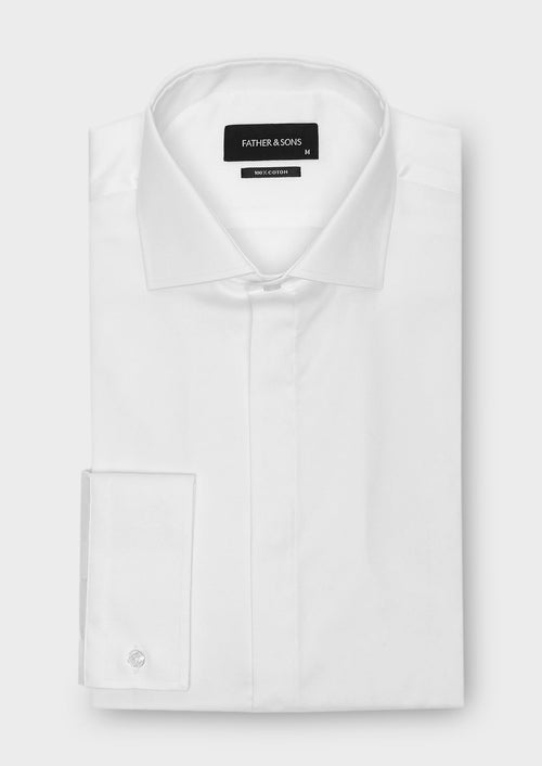 Chemise habillée Slim en coton sergé uni blanc - 1 - Father & Sons   - 6 