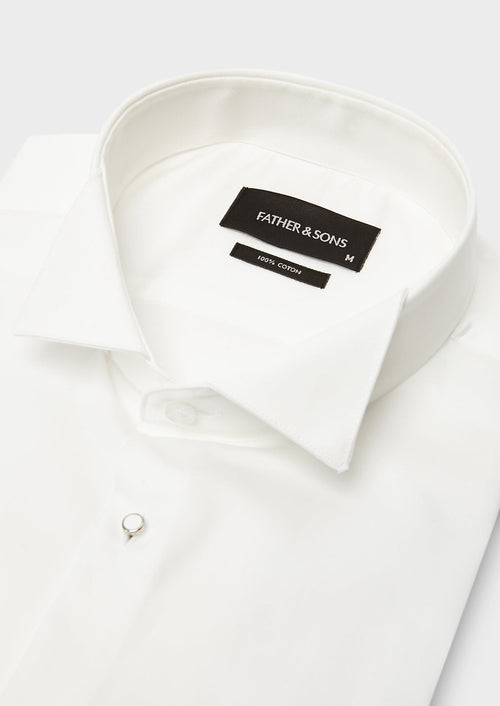 Chemise habillée Slim en satin écru à col cassé - Father & Sons   - 3 