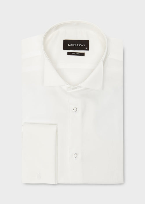 Chemise habillée Slim en satin écru à col cassé - Father & Sons   - 1 