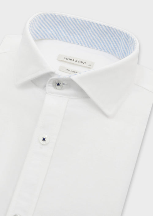 Chemise sport Slim en pinpoint de coton uni blanc - 2 - Father & Sons   - 9 