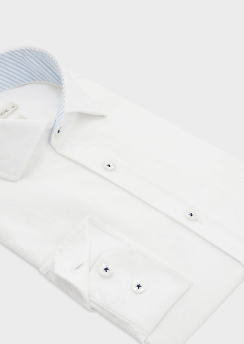 Chemise sport Slim en pinpoint de coton uni blanc - Father & Sons   - 3 