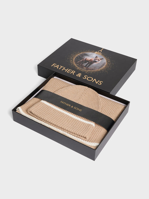 Coffret cadeau bonnet et écharpe camel - Father & Sons   - 4 