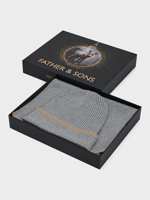 Coffret cadeau bonnet et écharpe gris - Father & Sons   - 4 