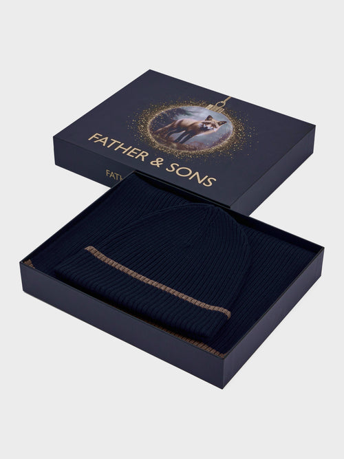 Coffret cadeau bonnet et écharpe bleu indigo - Father & Sons   - 4 