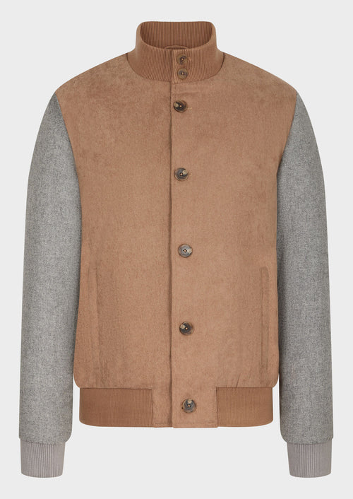 Blouson bi-matière camel et gris - Father & Sons   - 4 