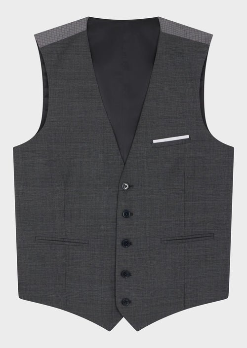 Gilet de costume en laine grise Prince de Galles - Father & Sons   - 4 