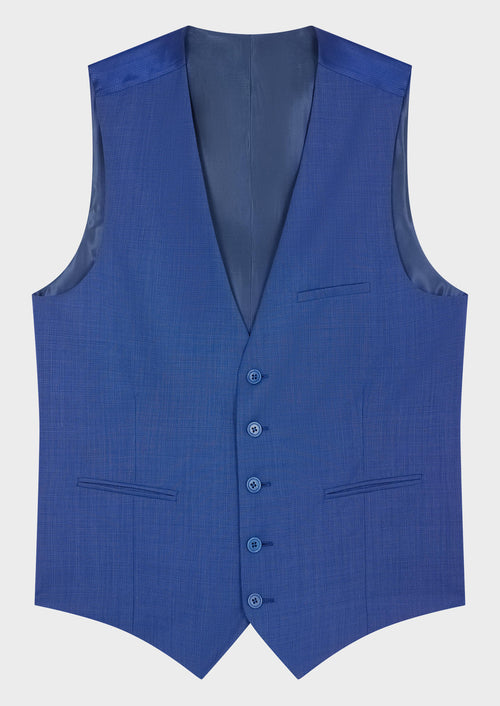 Gilet de costume en laine unie bleu azur - Father & Sons   - 1 